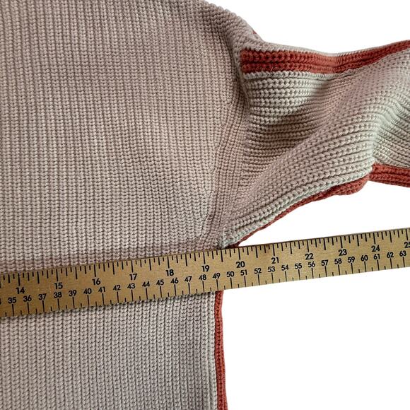 LISA TODD V-Neck Sweater Colorblock Taupe Rust Knit Pullover Size M - Picture 5 of 11